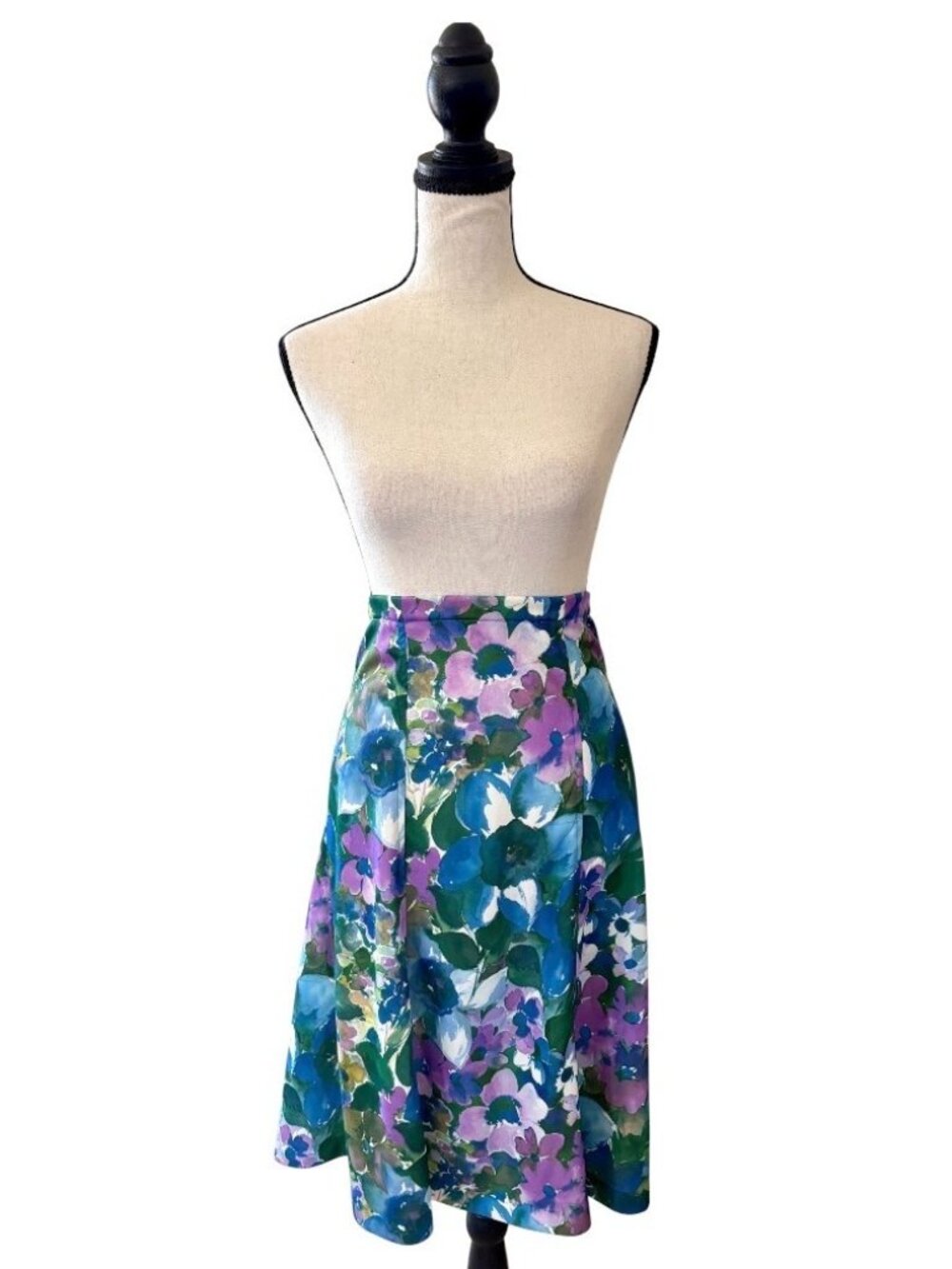Vtg 70's Nan Scott Watercolor Floral A-Line Skirt Retro Cottagecore